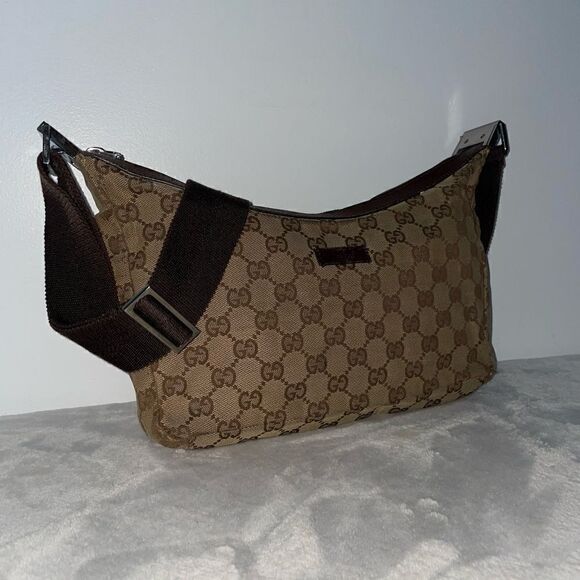 Authentic GUCCI GG Logo Crossbody Brown - Picture 5 of 15
